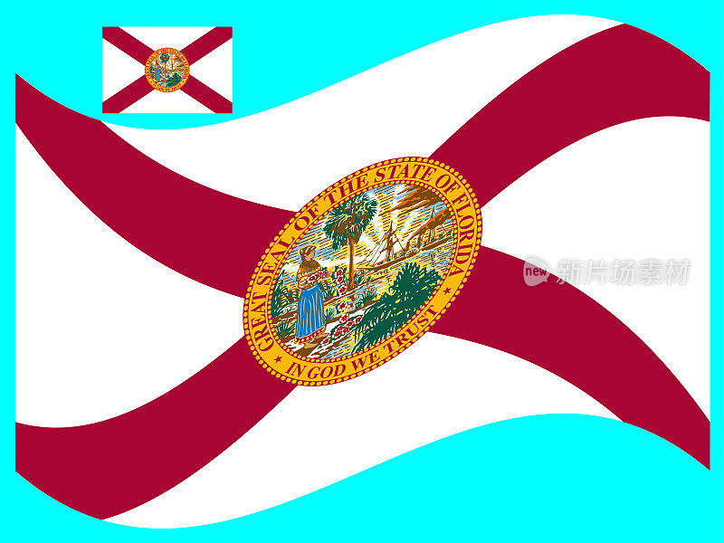 波浪美国佛罗里达州旗矢量插图Eps 10